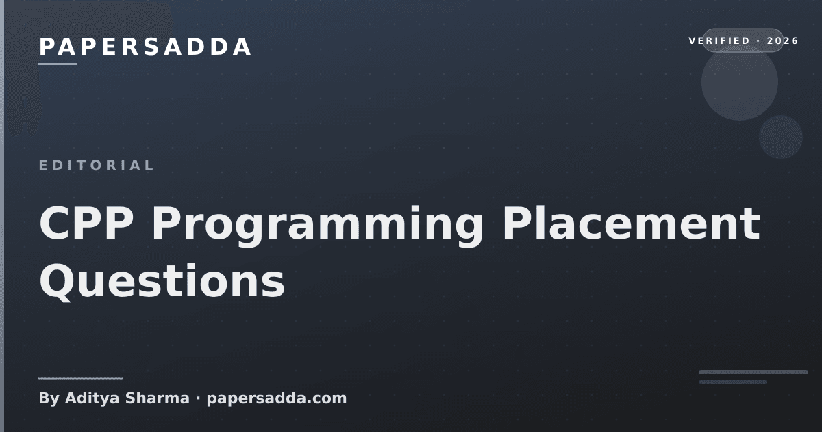 CPP Programming Placement Questions | PA