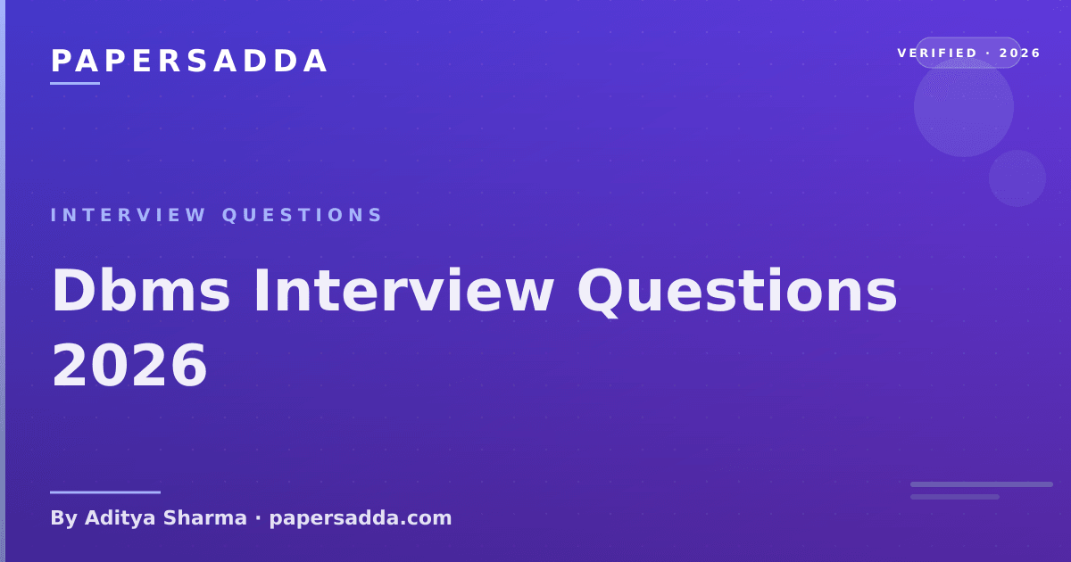 Dbms Interview Questions 2026 | PA