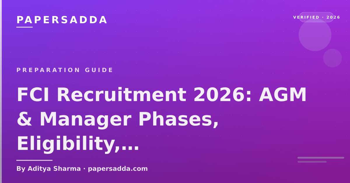 FCI Recruitment 2026 Manager and AGM exam phases, eligibility and preparation plan