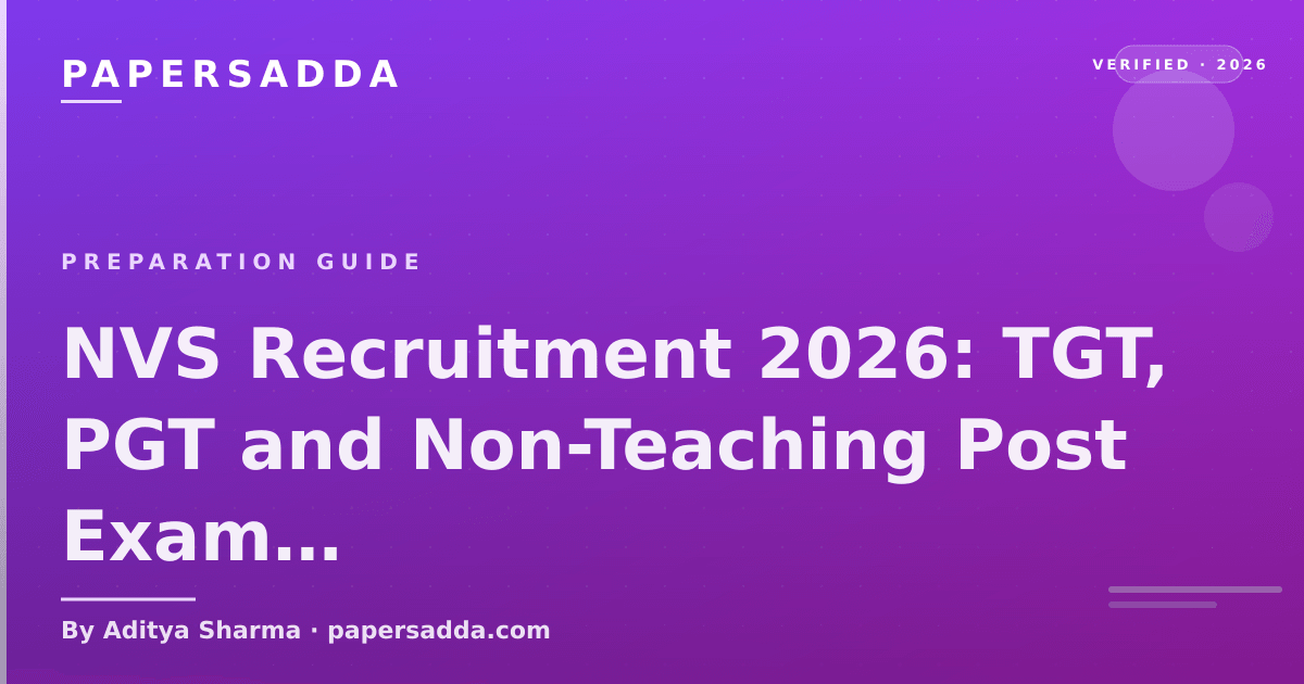 NVS 2026 teacher recruitment pattern for TGT PGT posts across Jawahar Navodaya Vidyalayas with eligibility and preparation strategy