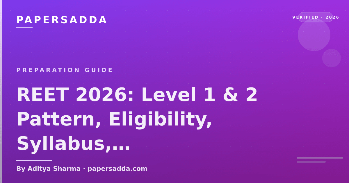 REET 2026 Level 1 and Level 2 exam pattern, eligibility and preparation plan