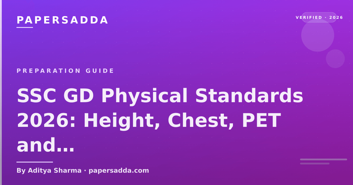 SSC GD Constable 2026 physical standards table covering height chest PET standards by category and physical preparation guide