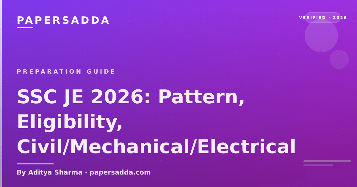 SSC Junior Engineer 2026 exam pattern, Civil Mechanical Electrical syllabus and prep plan