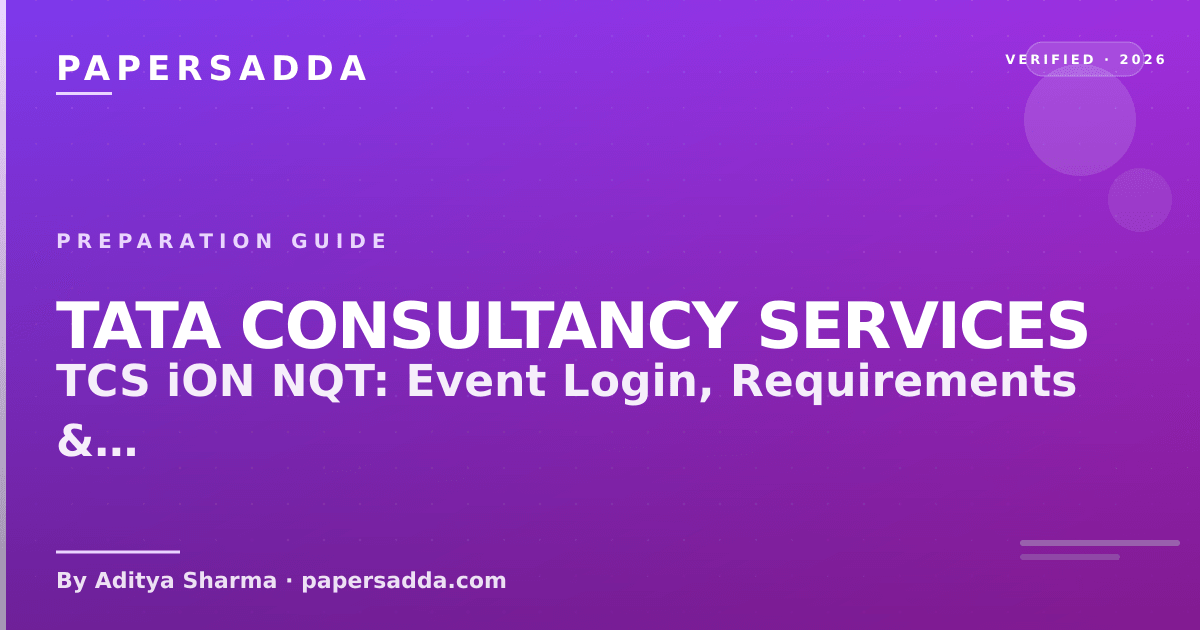 TCS iON NQT event login page and exam-day requirements on tcsion.com