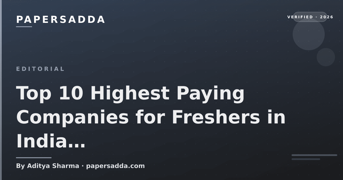 Top 10 Highest Paying Companies for Freshers in India 2026 | PA